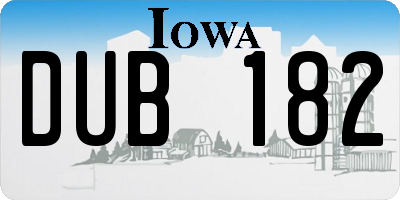 IA license plate DUB182