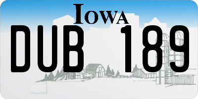 IA license plate DUB189