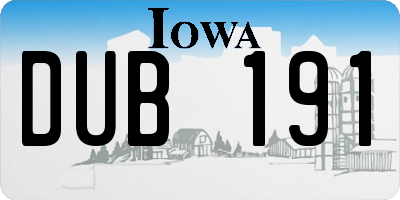 IA license plate DUB191