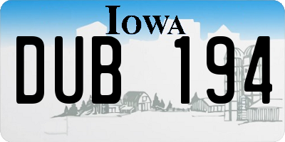 IA license plate DUB194