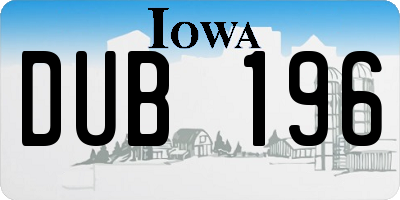 IA license plate DUB196
