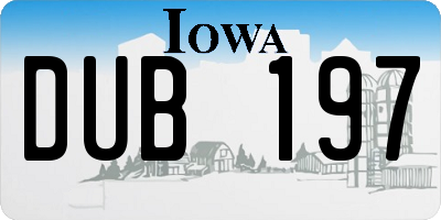 IA license plate DUB197