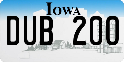 IA license plate DUB200