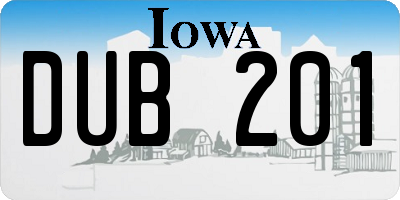 IA license plate DUB201