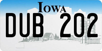 IA license plate DUB202
