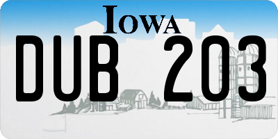 IA license plate DUB203