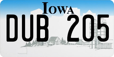 IA license plate DUB205