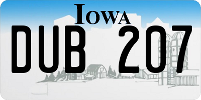 IA license plate DUB207