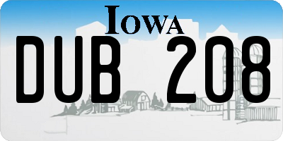 IA license plate DUB208