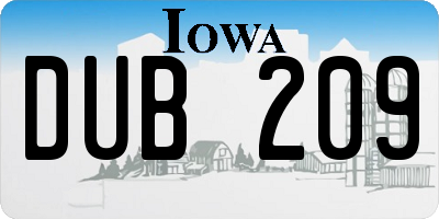 IA license plate DUB209