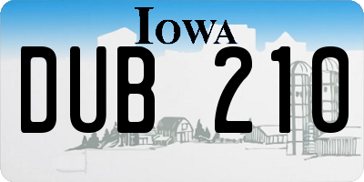 IA license plate DUB210