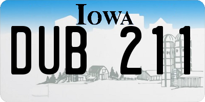 IA license plate DUB211