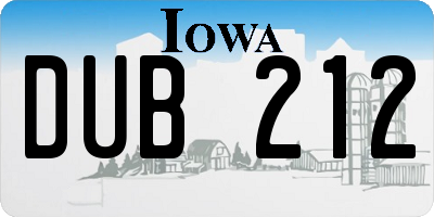 IA license plate DUB212