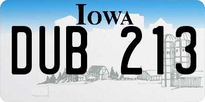 IA license plate DUB213