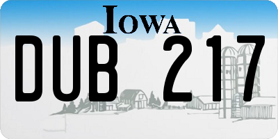IA license plate DUB217