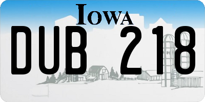 IA license plate DUB218