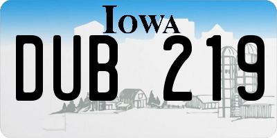 IA license plate DUB219