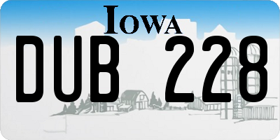 IA license plate DUB228