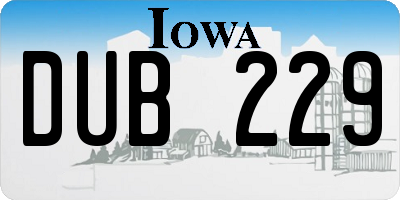 IA license plate DUB229