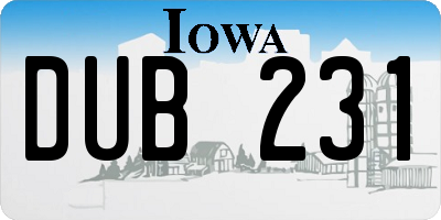 IA license plate DUB231