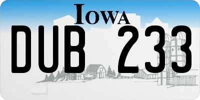 IA license plate DUB233