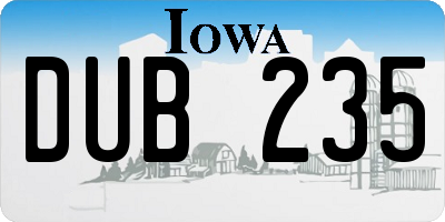 IA license plate DUB235