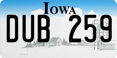 IA license plate DUB259