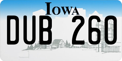 IA license plate DUB260