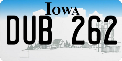 IA license plate DUB262