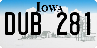 IA license plate DUB281