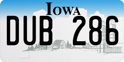 IA license plate DUB286