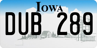IA license plate DUB289
