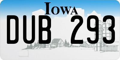 IA license plate DUB293