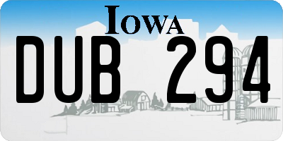 IA license plate DUB294