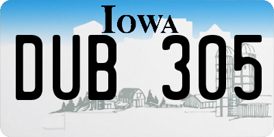 IA license plate DUB305