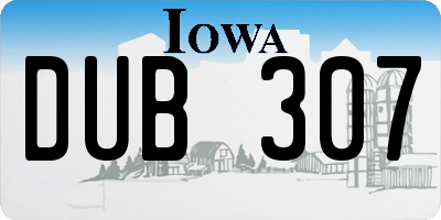 IA license plate DUB307