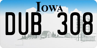 IA license plate DUB308