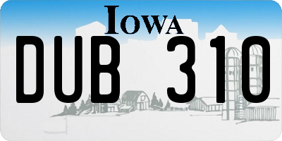 IA license plate DUB310