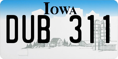 IA license plate DUB311