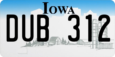 IA license plate DUB312