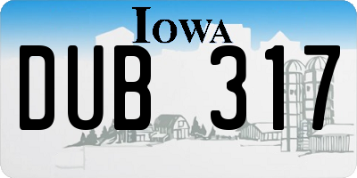 IA license plate DUB317