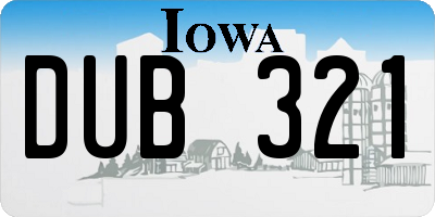 IA license plate DUB321