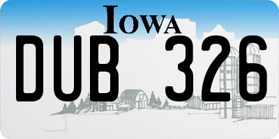 IA license plate DUB326