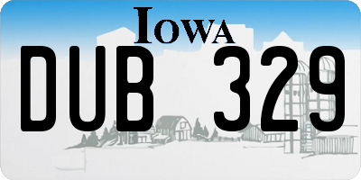 IA license plate DUB329
