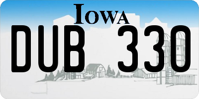 IA license plate DUB330