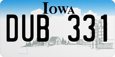 IA license plate DUB331