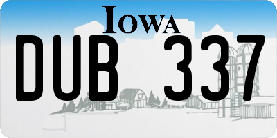 IA license plate DUB337