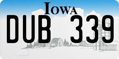 IA license plate DUB339