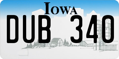 IA license plate DUB340