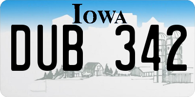 IA license plate DUB342